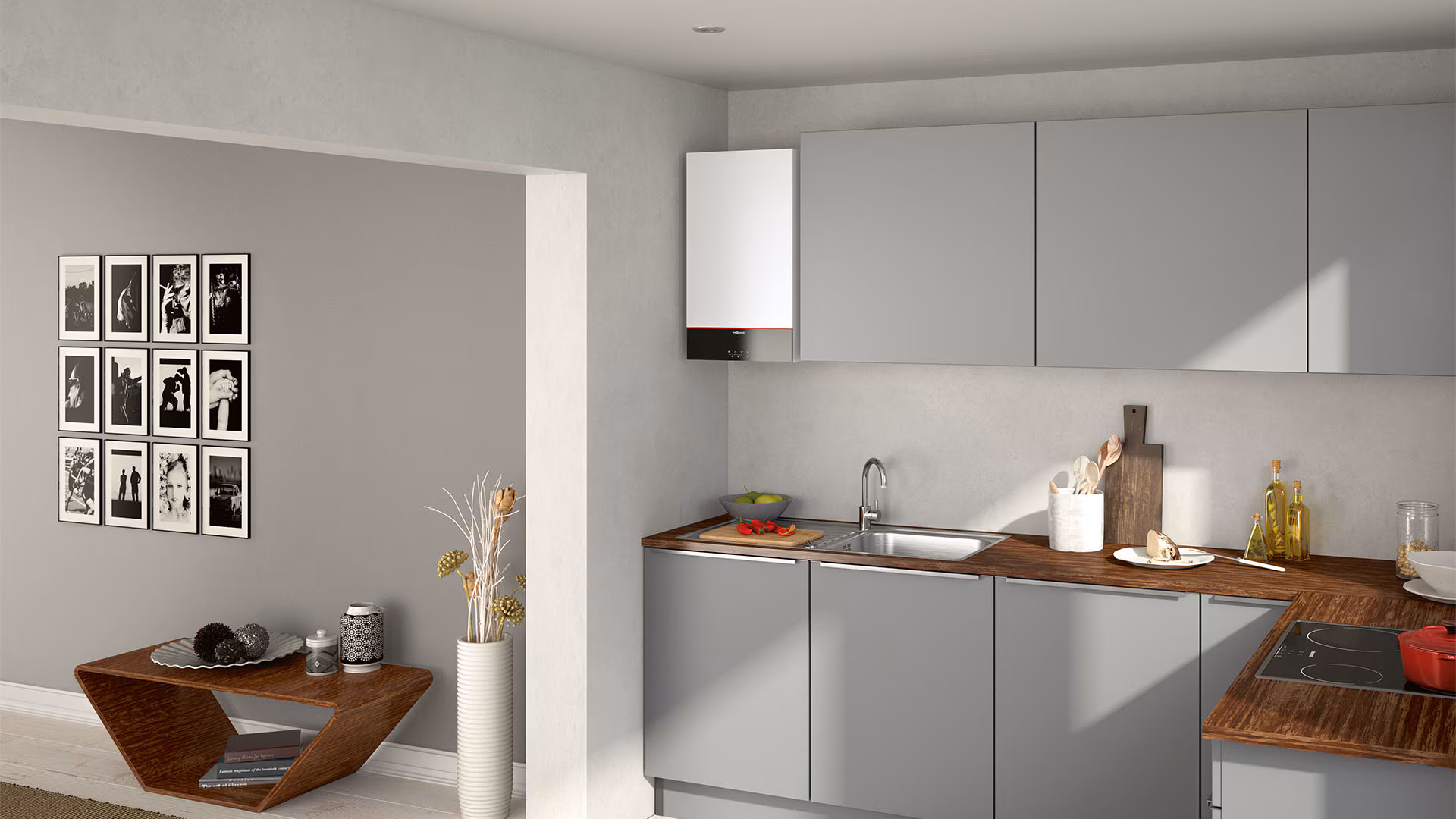 viessman Vitodens 111-W kendinden boylerli kombi mutfak